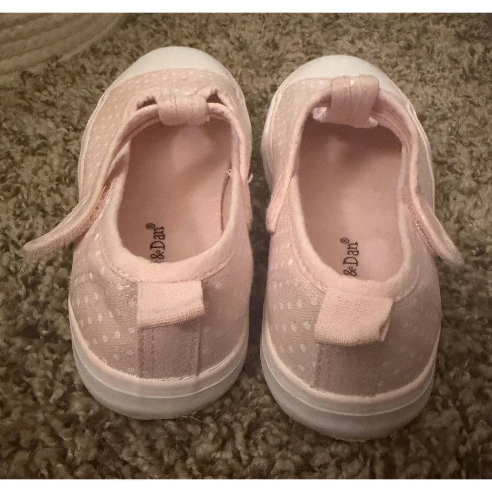 Lily & Dan Pink Polka Dot Mary Jane Canvas Sneakers Size 10/11